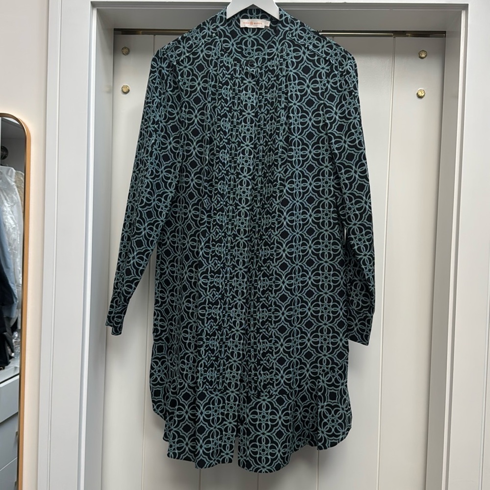 Tory Burch Silk Button Down Shirt Dress